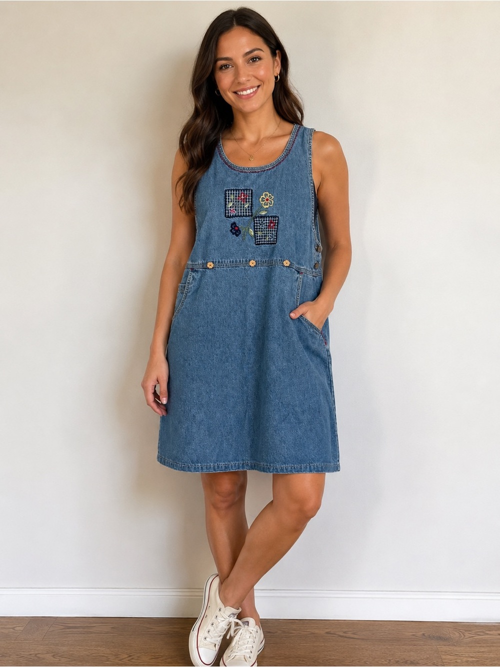 Denim Blue Embroidered Dress